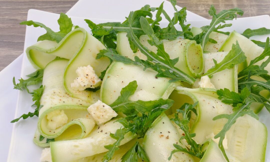tagliatelles courgette feta pitta été
